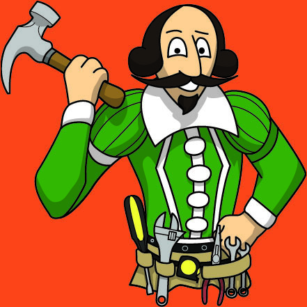 Shakespeare with tool belt